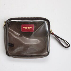 Henri Bendel Clear Brown & Red Zipper Pouch/Cosmetic Case